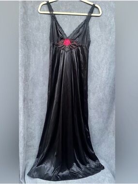 Vintage black nightgown lingerie Texsheen Sz small